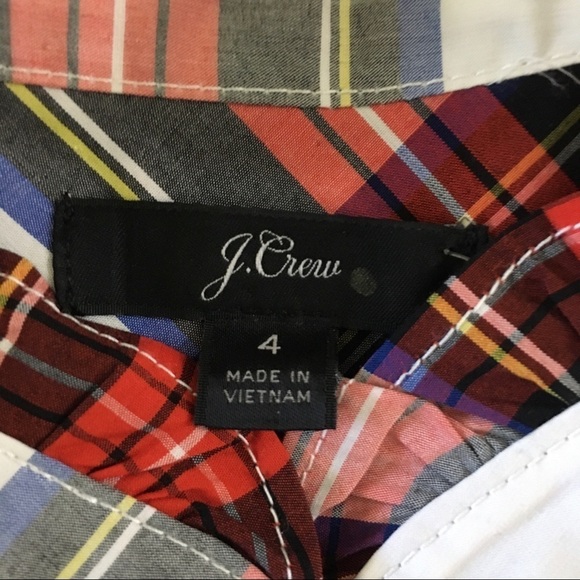 J. Crew Ruffle Neck Sleeveless Plaid Cotton Poplin Shirt NWT Size 4 - Picture 10 of 12